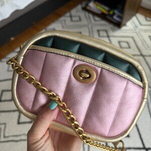 NWT Coach Quilted Metallic Color Block Camera Crossbody Handbag Bag $478